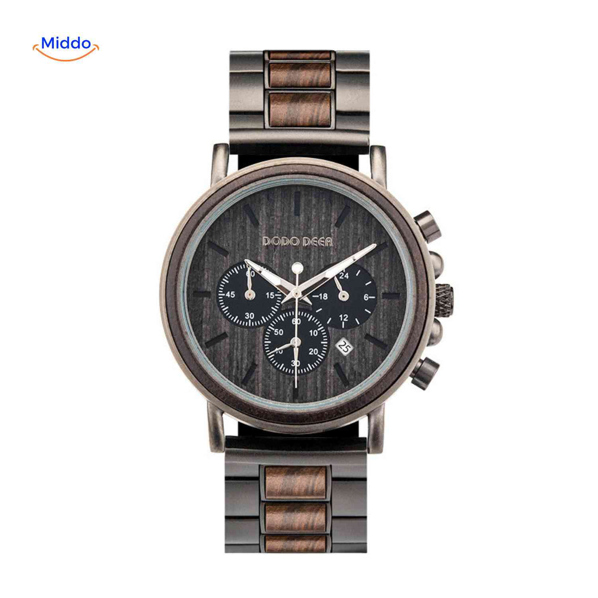 Timbero Holzuhr Holz-Chronograph mit dunklem Holz-Look