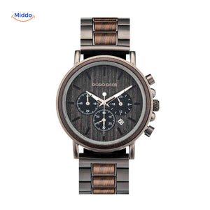 Timbero Holzuhr Holz-Chronograph mit dunklem Holz-Look