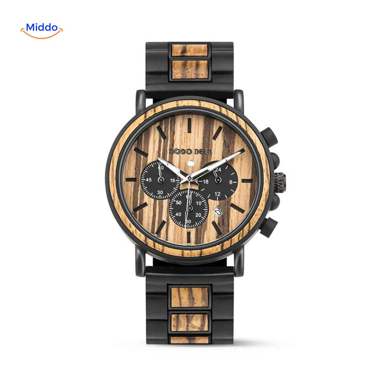 Timbero Holzuhr Holz-Chronograph mit natürlicher Holzmaserung