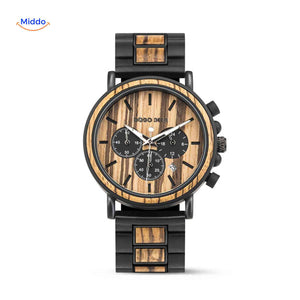 Timbero Holzuhr Holz-Chronograph mit natürlicher Holzmaserung