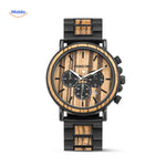 Timbero Houten Horloge houten chronograaf horloge met natuurlijke houtnerf www.middo.nl