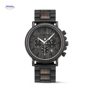 Timbero Holzuhr Holz-Chronograph mit strukturiertem Zifferblatt