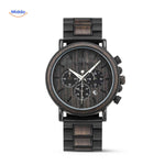 Timbero Houten Horloge houten chronograaf horloge met structuur wijzerplaat www.middo.nl