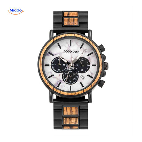 Timbero Holzuhr Holz-Chronograph mit warmem Holzton