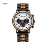 Timbero Houten Horloge houten chronograaf horloge met warme houttint www.middo.nl