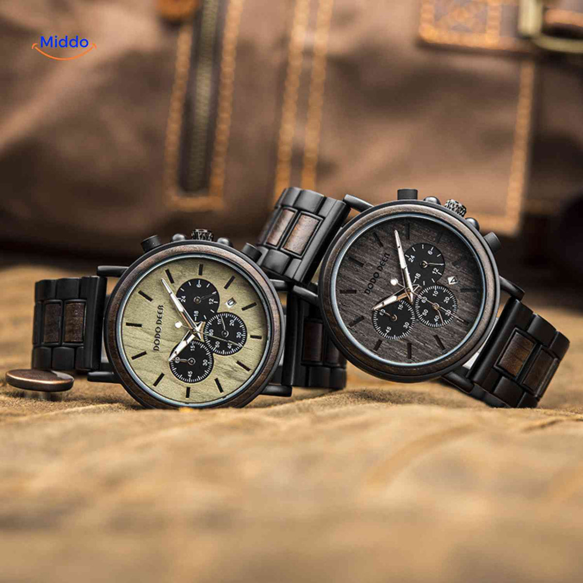 Timbero Holzuhr Holz-Chronograph zwei Varianten zusammen