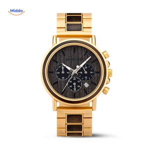 Timbero Holzuhr edler Holz-Chronograph mit Datum