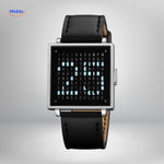 TimeMyst Quadrat Uhr Silber Lederband Wortuhr www.middo.de