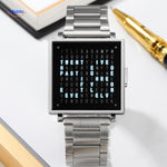 TimeMyst Quadrat Uhr Silber mit Stift moderne Ausstrahlung www.middo.nl