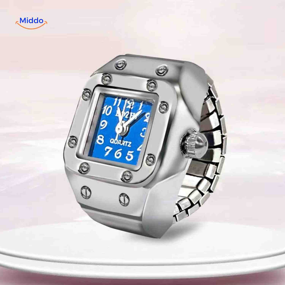 Timevera Ringuhr Blau Quadratisch Unisex Quarz – Entdecken Sie die Zeit auf stilvolle Weise! Besuchen Sie uns auf www.middo.de