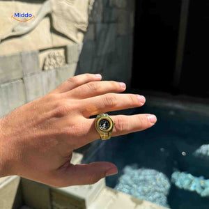 Timevera Ring-Uhr gold Herren Hand Quarz