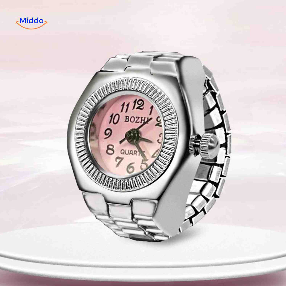 Timevera Ring Uhr - Rund, Rosa, Stilvoll für Damen - www.middo.de