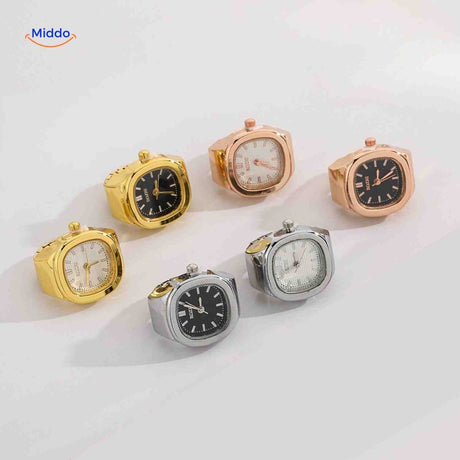 Timora Ring-Uhr in Gold-Silber mit roséfarbener Ziffernblatt – Jetzt entdecken auf www.middo.de