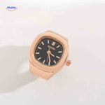 Timora Ring-Uhr in Roségold mit schwarzem Ziffernblatt - www.middo.de