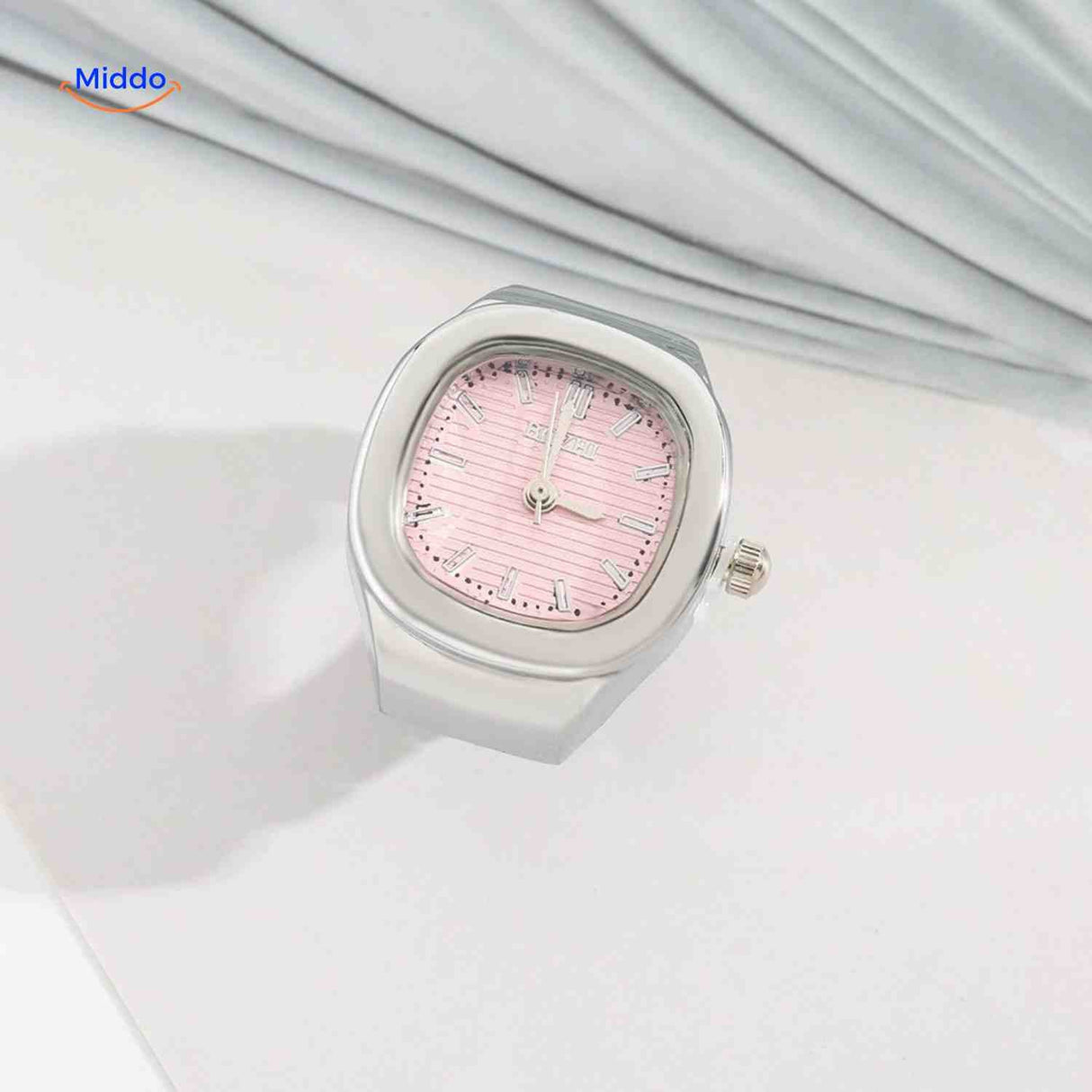 Timora Ring Uhr Silber mit rosem Zifferblatt - Jetzt entdecken auf www.middo.de
