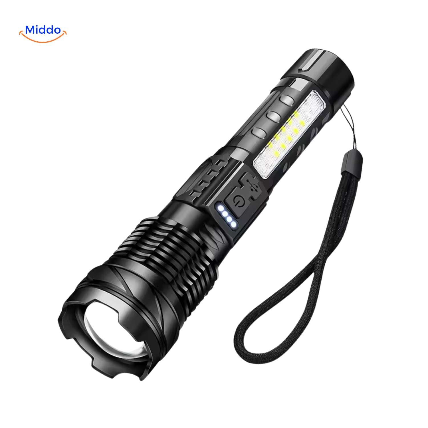 Torchlite Taschenlampe nachhaltige LED-Lampe mit Seitenlicht und Lanyard www.middo.nl
