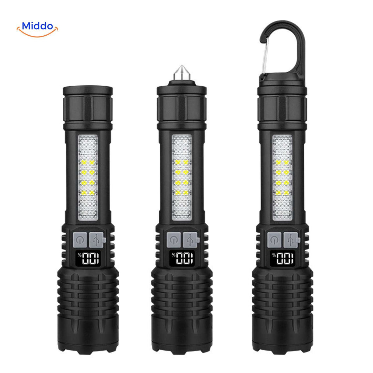 Torchlite Taschenlampe Multifunktions-LED-Lampe mit Notfallhammer und Haken