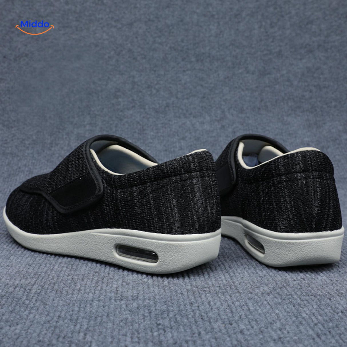 Trendstep Schuhe Schwarz mit Klettverschluss Rückansicht