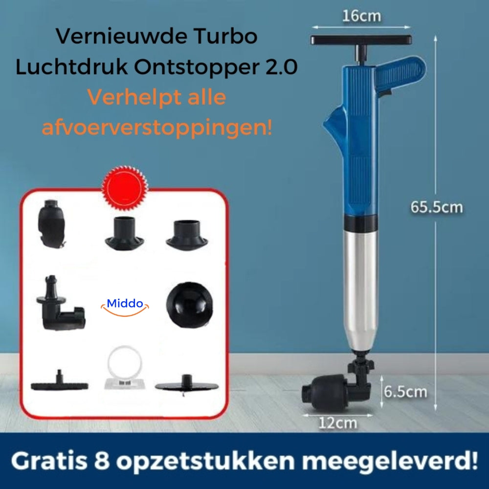 Turbo Luftdruck Entstopfer blaues Modell in Gebrauch