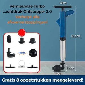 Turbo Luftdruck Entstopfer blaues Modell in Gebrauch
