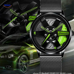 TurboGear Automatische Uhr mit grünen Akzenten und mesh Armband modern www.middo.de
