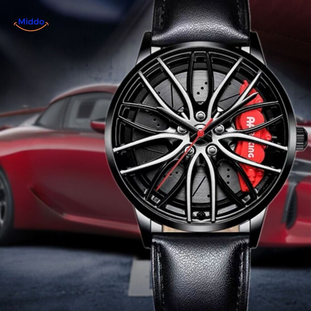 TurboGear Automatische Uhr mit industriellem Aussehen und roten Akzenten