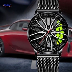 TurboGear Automatik Uhr mit Mesh-Armband und grünen Akzenten www.middo.de