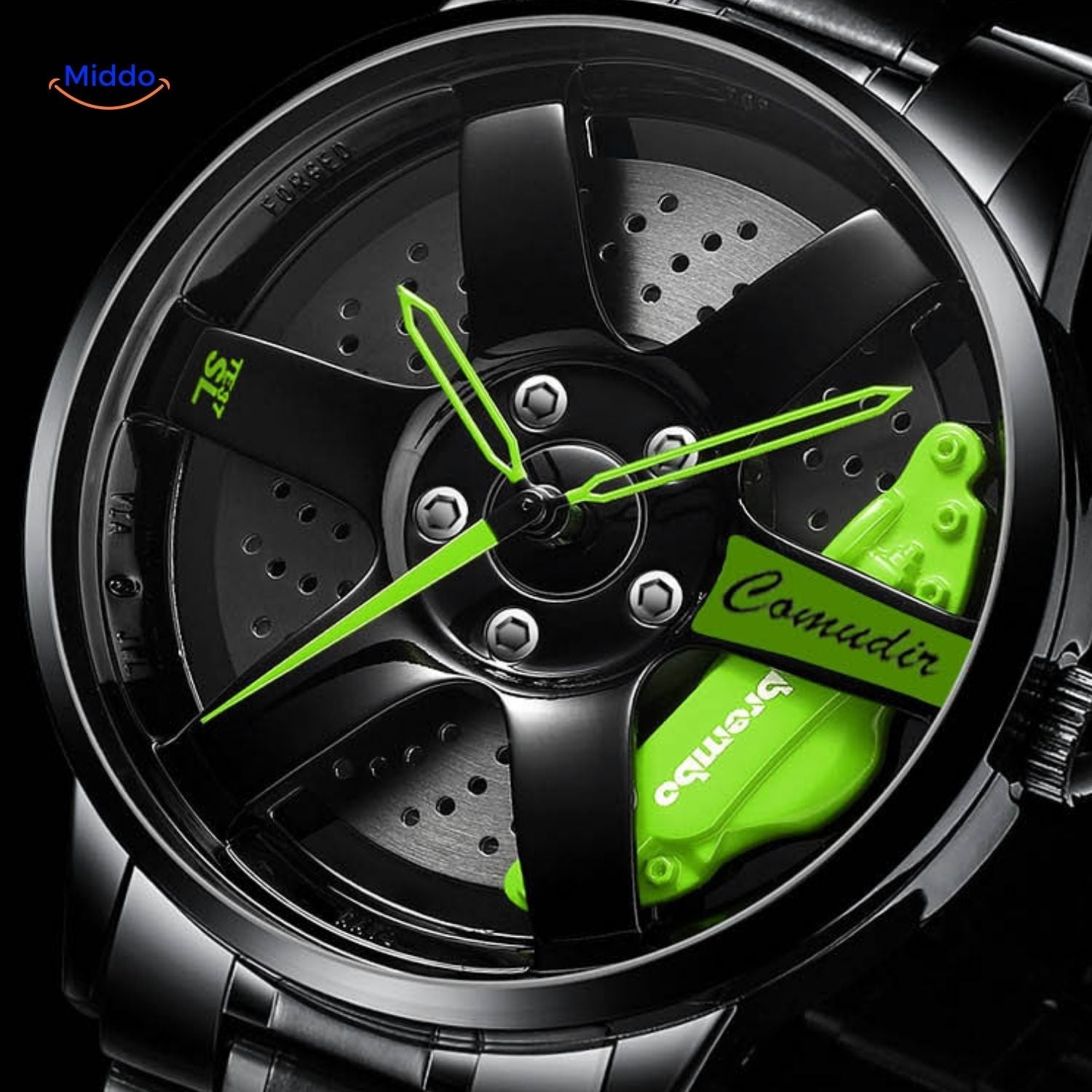 TurboGear Automatische Uhr mit grünem Detail und sportlichem Design www.middo.de
