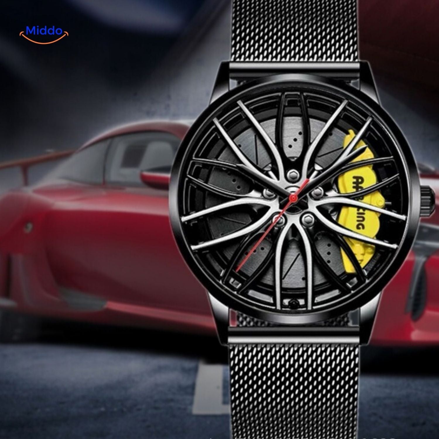 TurboGear Automatik-Uhr Rotakzent und Mesh-Armband modern www.middo.de