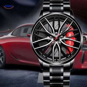 TurboGear Automatik Uhr rot Detail und Stahlband www.middo.de
