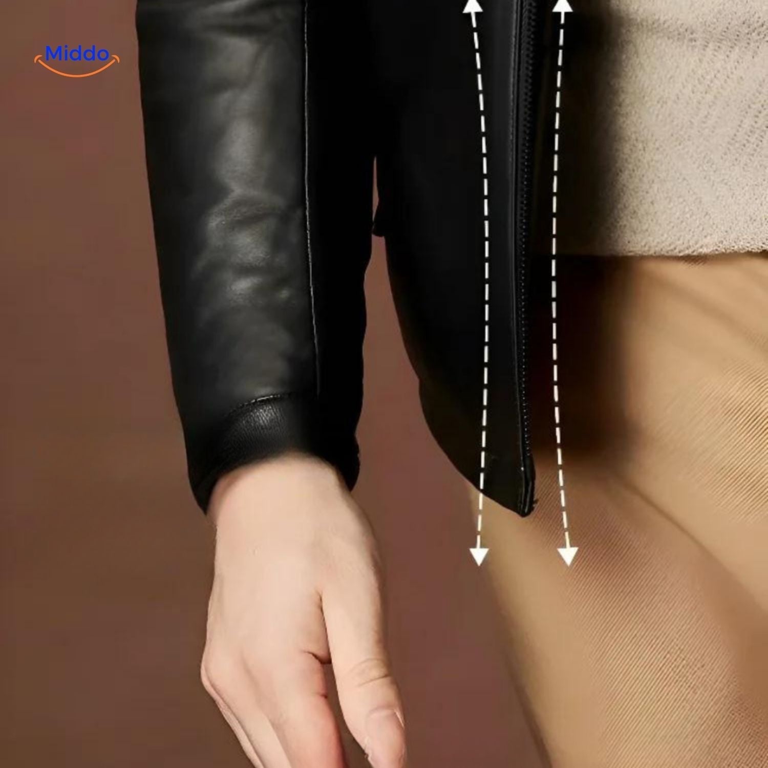 UrbanClass Lederjacke Nahaufnahme der Ärmel und Taschen www.middo.nl