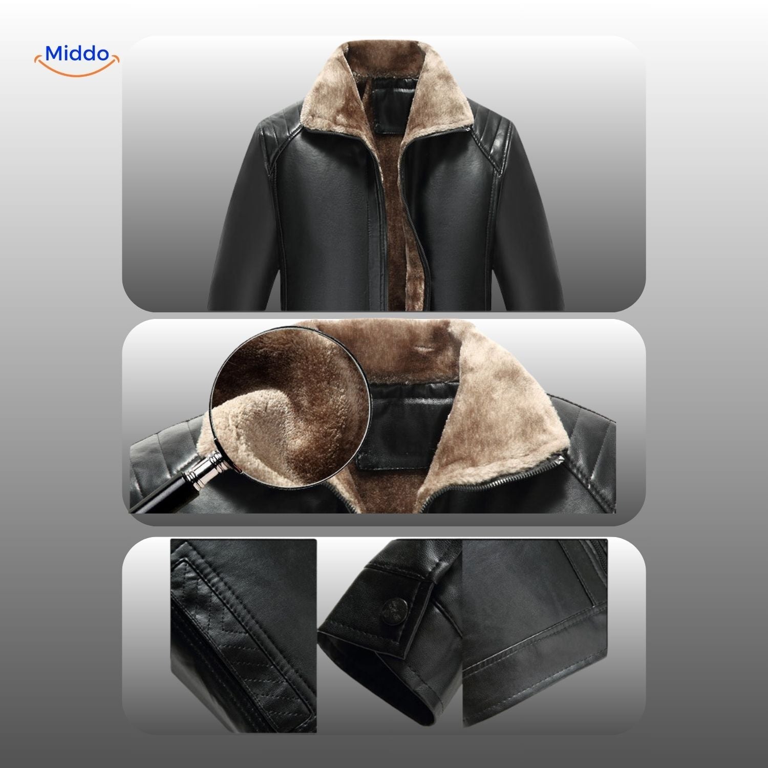 UrbanClass Lederjacke Details mit Pelzkragen und Lederdesign www.middo.de