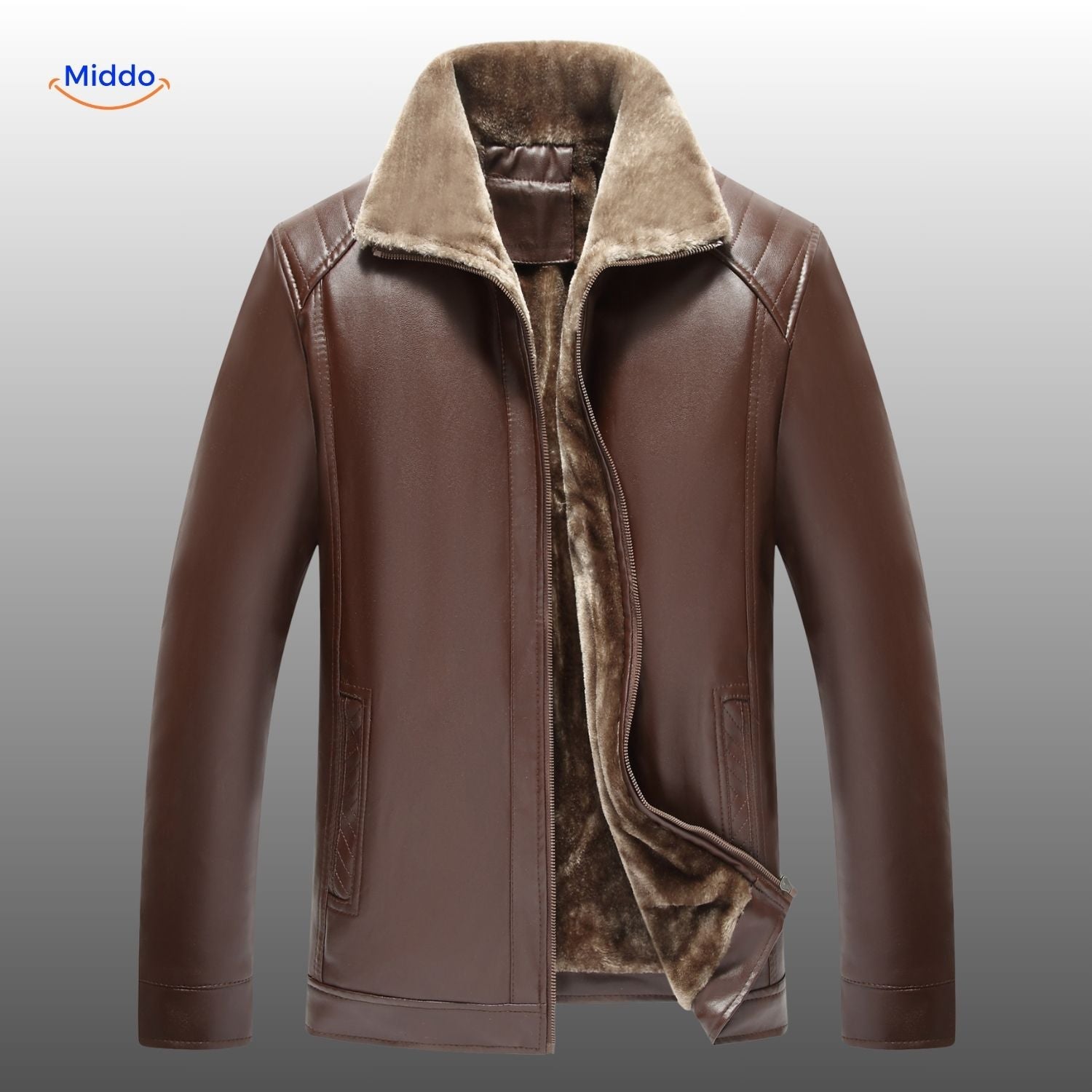 UrbanClass Lederjacke mit Fellkragen in Braun www.middo.de
