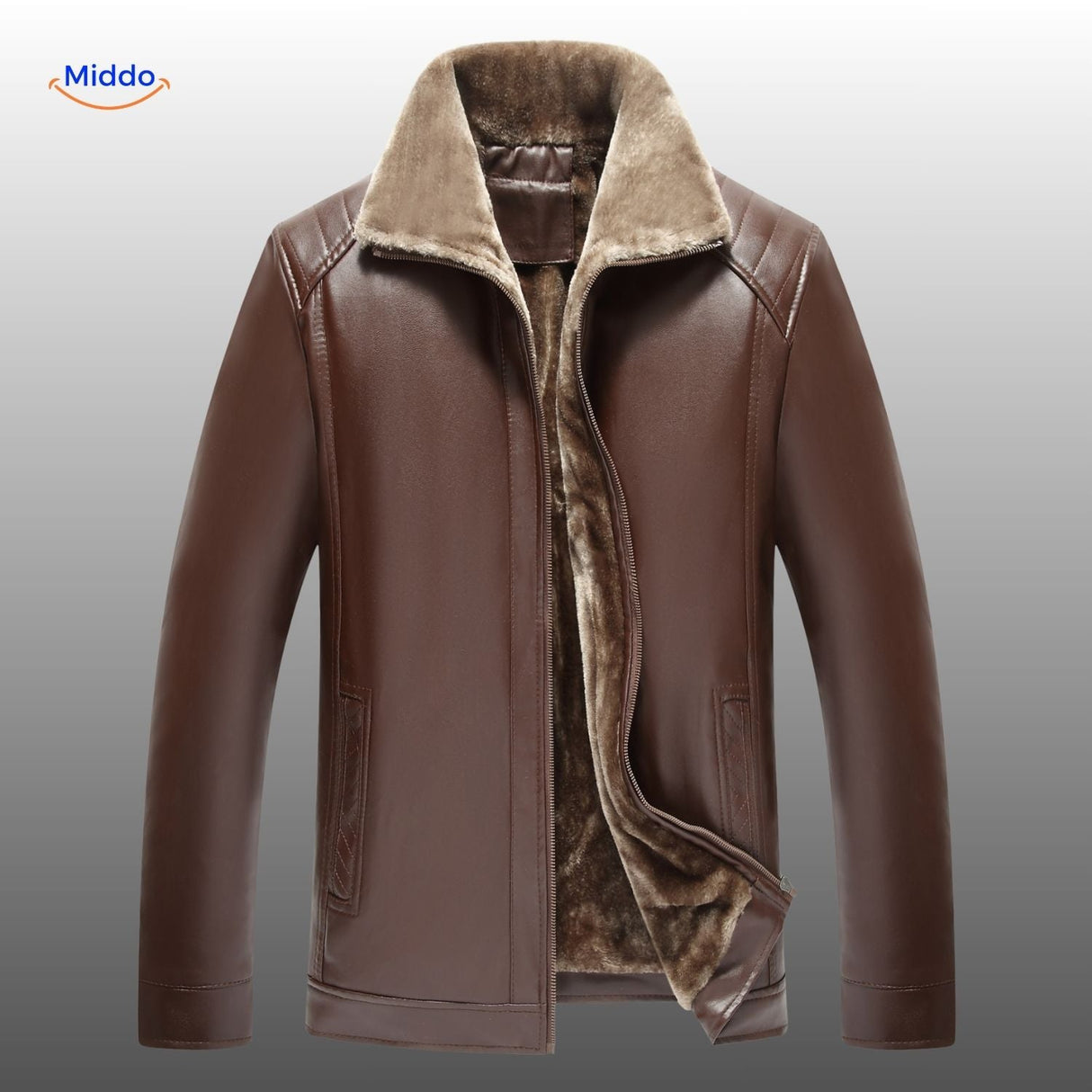 UrbanClass Lederjacke mit Fellkragen in Braun www.middo.de