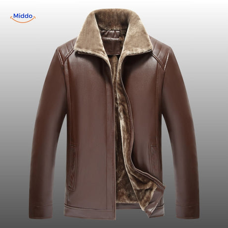 UrbanClass Lederjacke mit Fellkragen in Braun www.middo.de