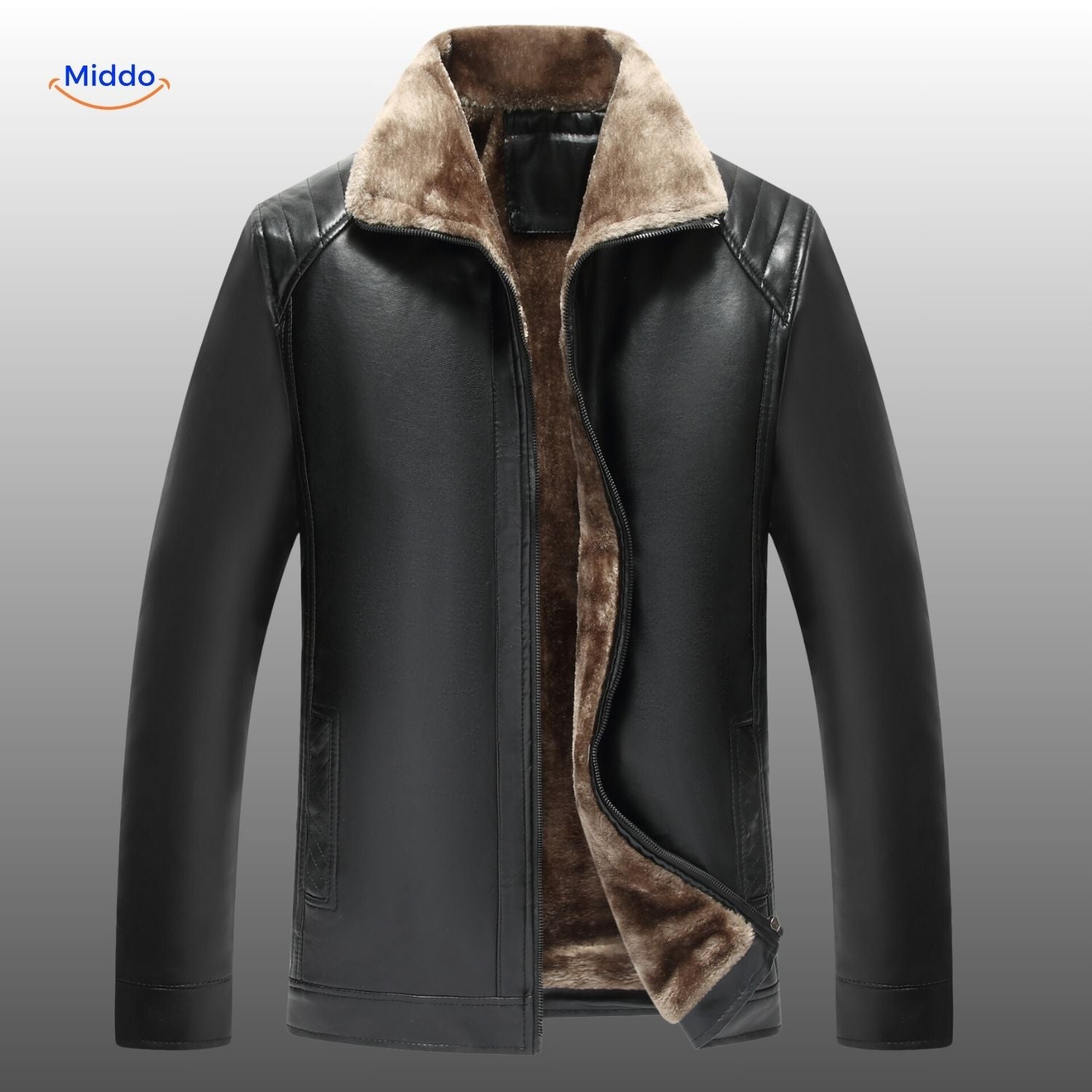UrbanClass Lederjacke schwarze Lederjacke mit Pelzkragen www.middo.nl