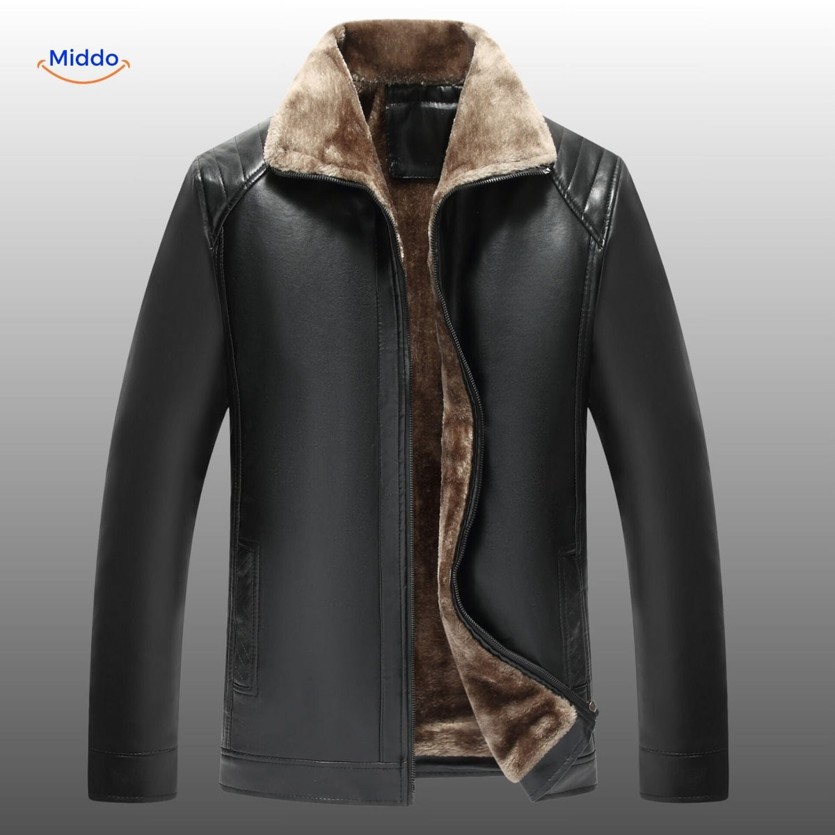 UrbanClass Lederjacke schwarze Lederjacke mit Pelzkragen