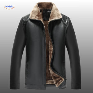 UrbanClass Lederjacke schwarze Lederjacke mit Pelzkragen