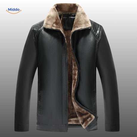 UrbanClass Lederjacke schwarze Lederjacke mit Pelzkragen