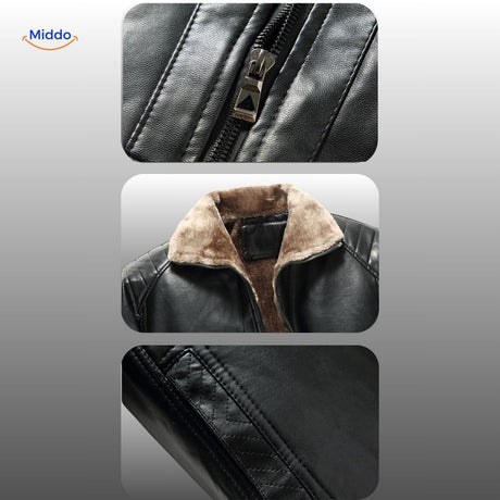 UrbanClass Lederjacke mit Reißverschluss und Lederdetails www.middo.de