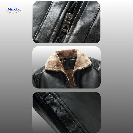 UrbanClass Lederjacke mit Reißverschluss und Lederdetails www.middo.de