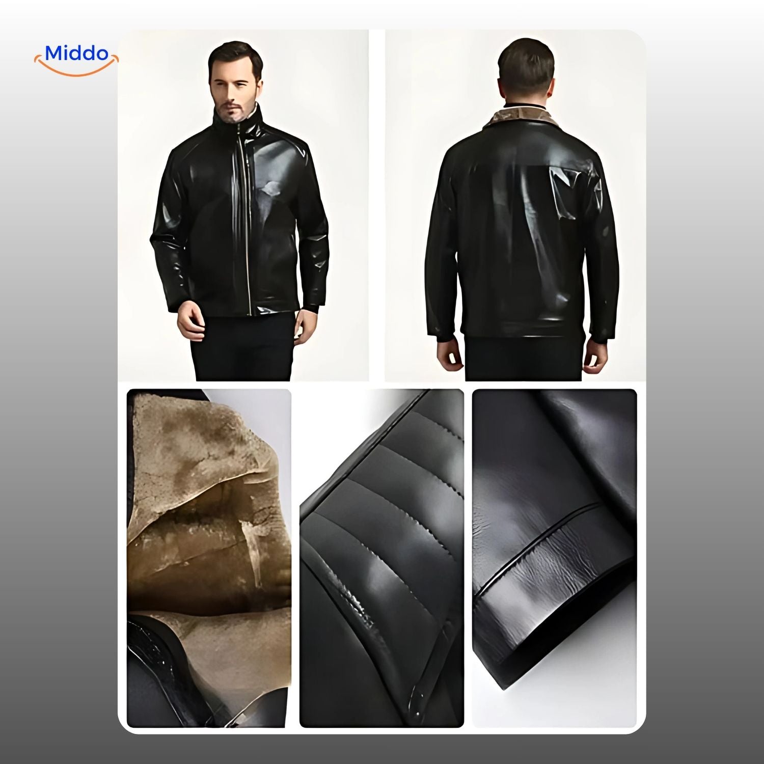 UrbanClass Lederjacke schwarz Modell mit Fell und Details vorne und hinten www.middo.de