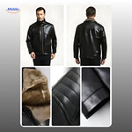 UrbanClass Lederjacke schwarz Modell mit Fell und Details vorne und hinten www.middo.de