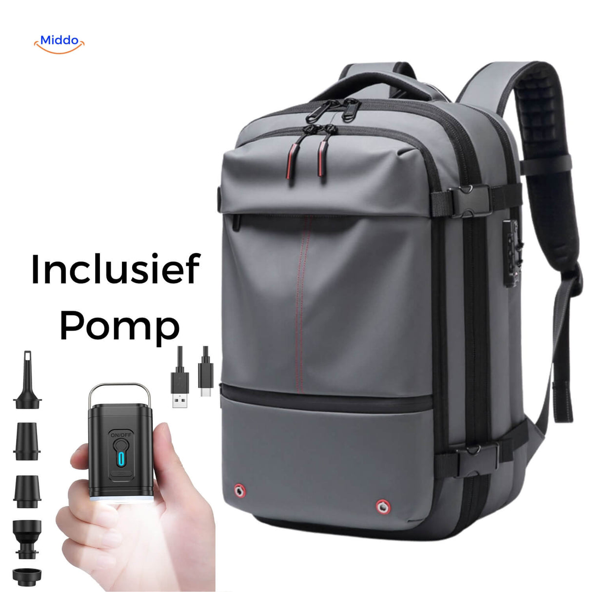 VacuPro Reisetasche inklusive Pumpe graue Farbe