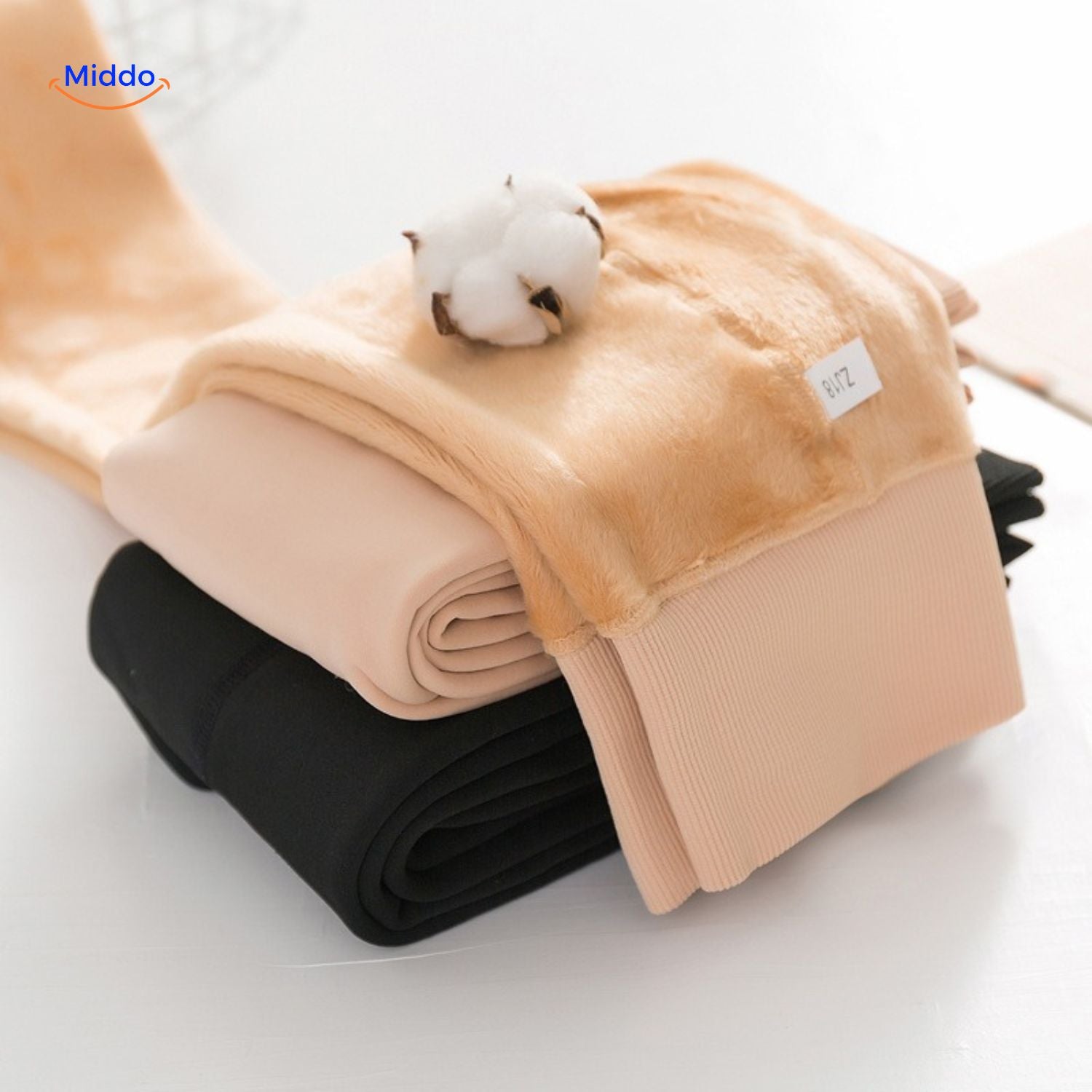 VelvetLegs Strumpfhosen Beige Thermische Fleece Futter Strumpfhosen Nahe Rückansicht Sicht