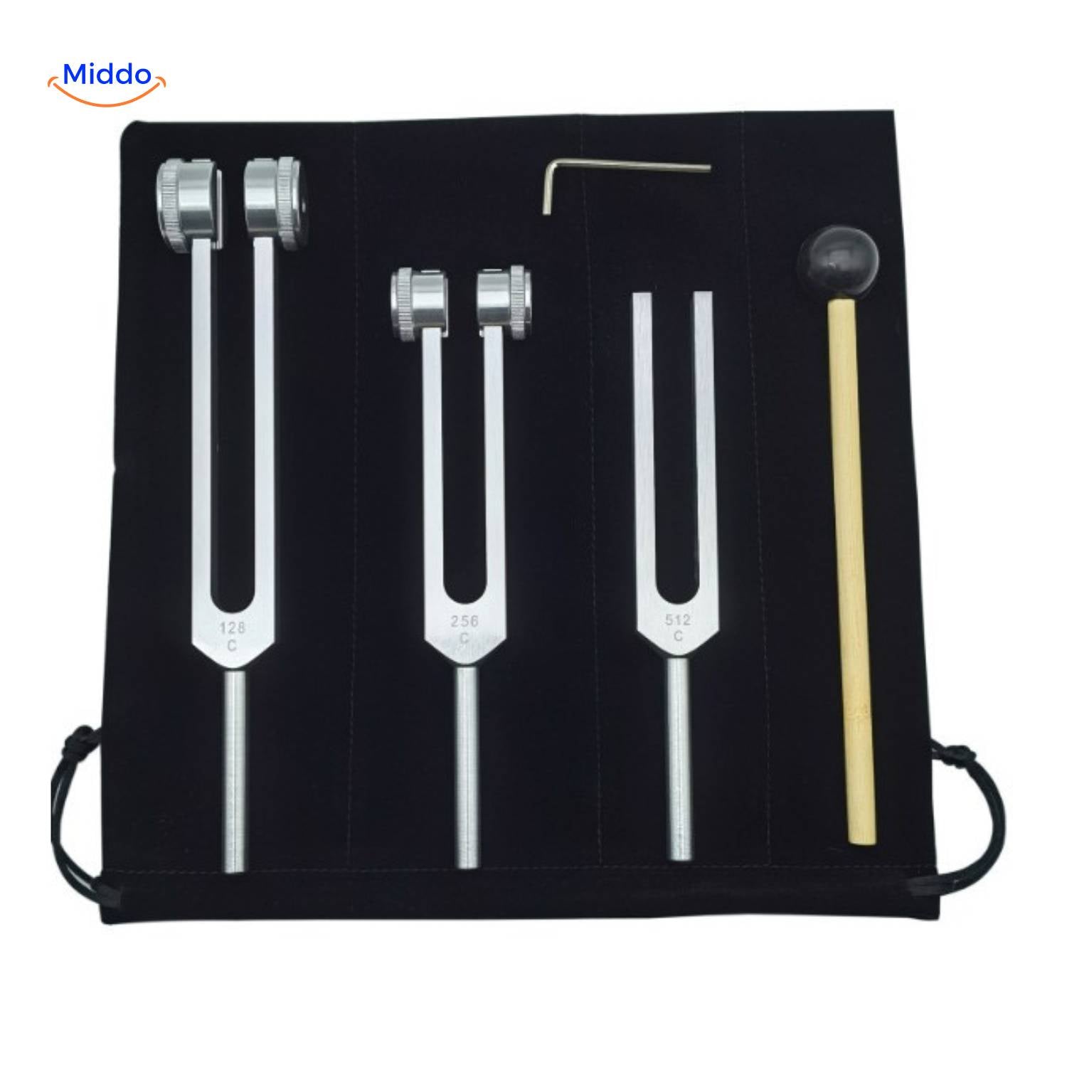 VibeClean Heilende Stimmgabel-Set mit 128C, 256C und 512C Gabeln www.middo.de