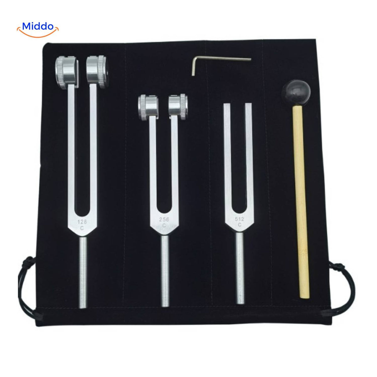 VibeClean Heilende Stimmgabel-Set mit 128C, 256C und 512C Gabeln www.middo.de