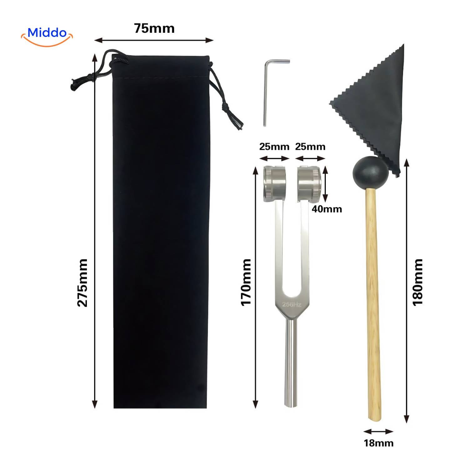 VibeClean Heilende Stimmgabel Set mit 256Hz Gabel und Werkzeug www.middo.de