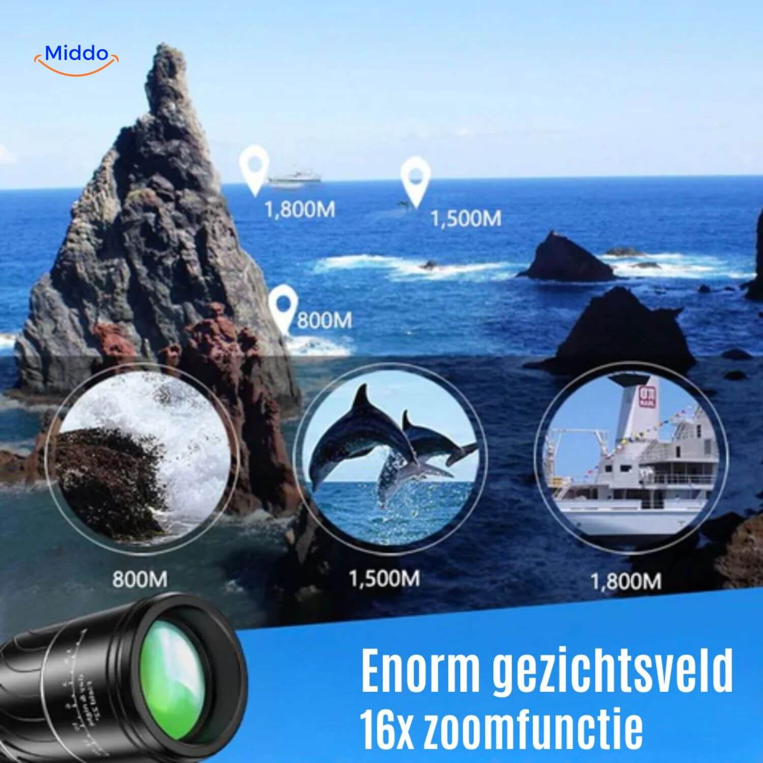 VisioZoom Scope Monokular 16x Zoom Ausgezeichnete Sichtweite www.middo.de