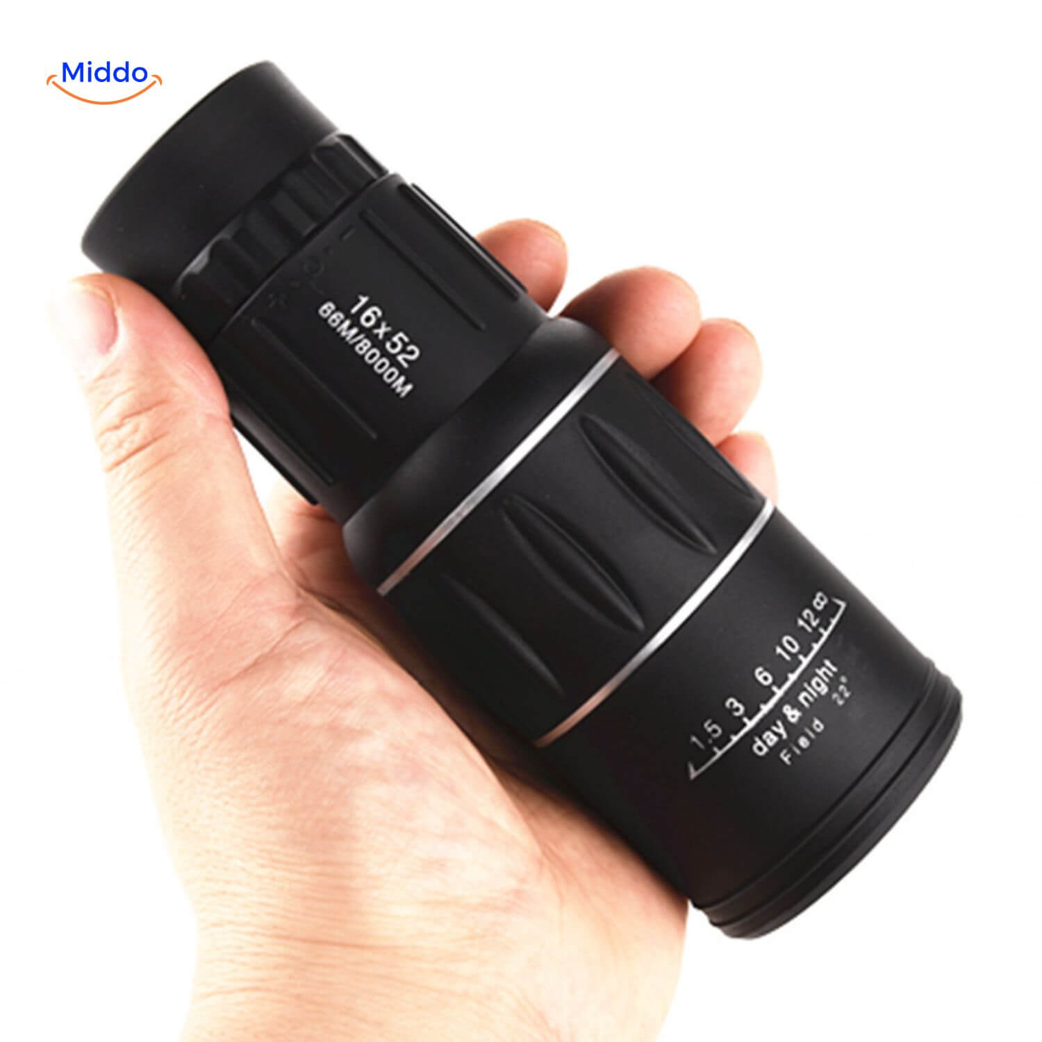 VisioZoom Scope Monokular in Hand hoher Vergrößerung www.middo.nl